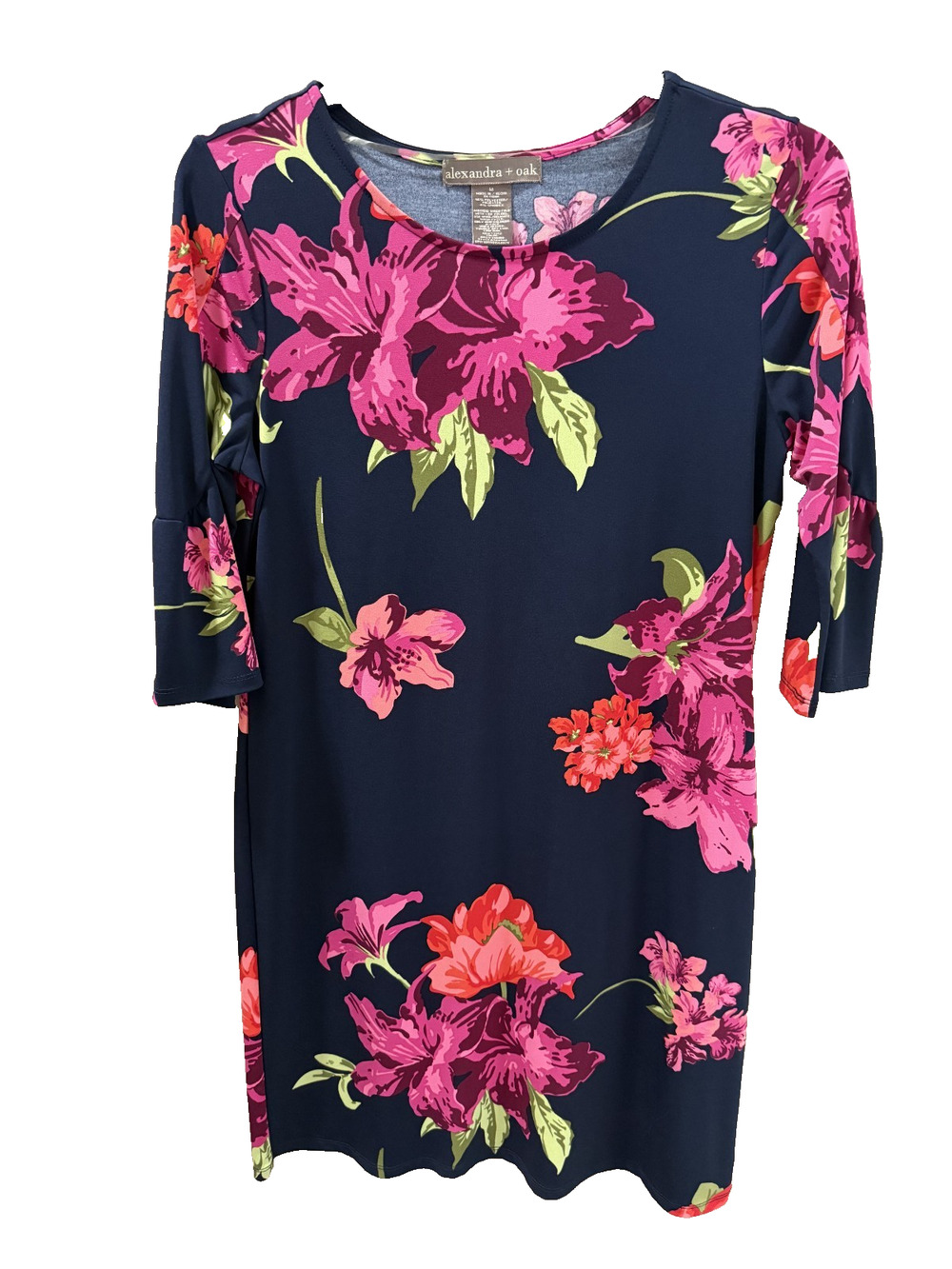 Alexandra & Oak size M navy/pink floral sheath dress business party Flirty
